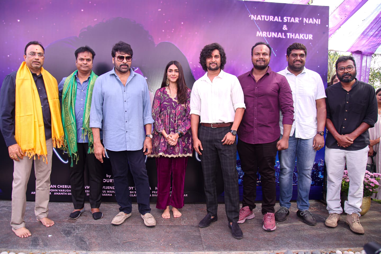 Natural star Nani, Mrinal Thakur movie set lavishly - Mega star Chiranjeevi clapped and supported the film crew.